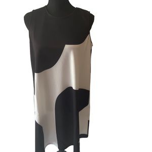 White & Black Sleeveless Swing Print Dress